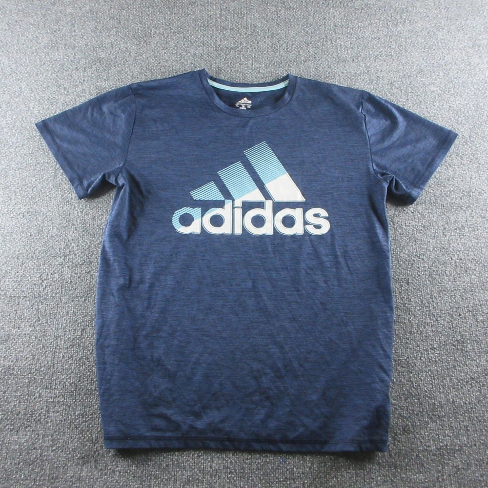 Adidas Shirt Boys XL 18/20 Blue AEROREADY Short Sleeve Logo Tee Athletic Sports